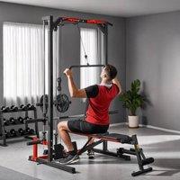 SPORTNOW Multifunction Power Cage, Cable Crossover Machine with Pull Up Bar in Black