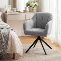 HOMCOM 360 Degree Swivel Accent Chair, Teddy Fleece Armchair, Grey