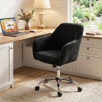 HOMCOM Modern Makeup Vanity Chair with Tub Back for Bedroom, Black