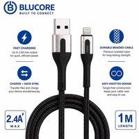 BluCore Braided USB-A to Lightning Cable 1M - Charging & Data Sync Cord in Yellow