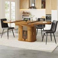 Rolipo Extendable Walnut Dining Table Round to Oval 6 Seater with Storage