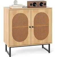 Gymax Rattan Sideboard Boho Buffet Cabinet With Adjustable Shelf Natural