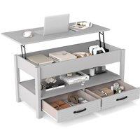 Gymax Rustic Lift Top Coffee/Decorative Table With Hidden Compartments in Grey