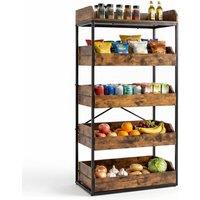Costway 5-Tier Food Storage Rack Retail Snack Display Shelf w/4 Drawers in Brown
