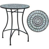 Costway Garden Side Table Metal Frame Round Mosaic Coffee Table Dining Table