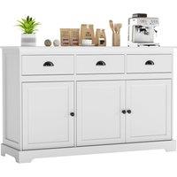 Gymax Modern Buffet Sideboard 136cm Bar Station With 3 Drawers & 3 Doors in White