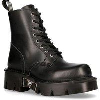 New Rock Unisex Gothic Military Biker Boots- MILI084N-S3 in Black | Size: 3