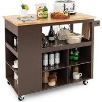 Kelvenix Rolling kitchen Island Mobile Serving Trolley Cart in Brown | Size: 0.6m2