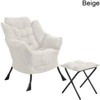 NESTLUNE Beige Comfy Lazy Lounge Chair with Footstool Accent Armchair | Size: 100 cm x 100 cm