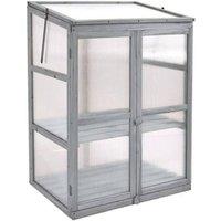NESTLUNE Mini Wooden Greenhouse Planting Box in Grey | Size: 100 cm x 100 cm