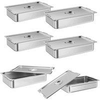 VOGREX tainless Steel Steam Prep Table Hotel Buffet Food Pan in Metallic Silver