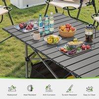 SPETLEK 120cm Portable Roll Up Camping Table Foldable in Black
