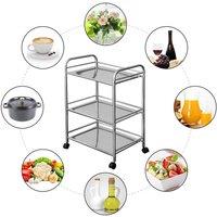 SPETLEK Metal 3 Tier Side Trolley Cart Shelf Sliver in Silver | Size: 0.6m2