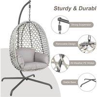 NESTLUNE Hanging Rattan Egg Chair Garden Swing Chair 9160115cm in Grey | Size: 100 cm x 100 cm