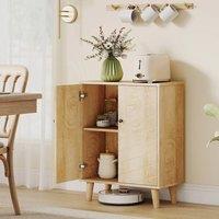 EONLION 2 Doors Storage Cabinet Sideboard Cupboard in Brown | Size: 100 cm