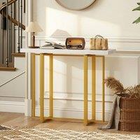 EONLION Console Table with Faux Marble Top in White | Size: 100 cm