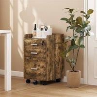 EONLION Brown 3 Drawer Mobile Filing Cabinet | Size: 100 cm