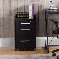 EONLION Black 3 Drawer Mobile Filing Cabinet | Size: 100 cm