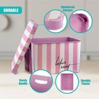 EONLION Set of 3 Storage Boxes with Lids Plastic in Pink | Size: 500mm