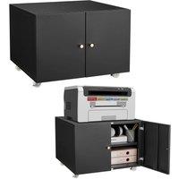 VOGREX Heavy Duty Black Metal Printer Stand & Filing Cabinet with Adjustable