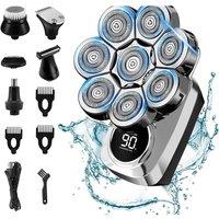 FLAVORA 6-in-1 Electric Head Shaver 8D Bald Waterproof Wet/Dry Razor in Silver