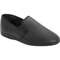 Zedzzz Men's Ivor Grain Upper Twin Gusset Slippers in Black | Size: 9