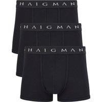 Haigman Men's Men's 3 Pack Cotton Stretch Modern Trunks in Black | Size: Small