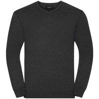 Russell Collection Men's Cotton Acrylic V Neck Sweatshirt in Charcoal | Size: XL