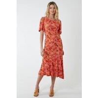 Blue Vanilla Women's Angel Sleeve Tiered Midi Dress in Orange | Size: 8