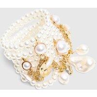 Public Desire Women's Layered Pearl Bracelet With Gold Charms in White