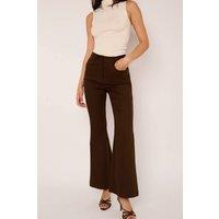 Jaded Rose Women's Milo Chocolate Brown High Waisted Flared Leg Trousers | Size: 12