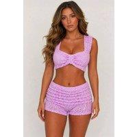 STYLEWISE Women's Crop Top & Shorts Co-ord - Sleeveless - Co-ord Set in Purple | Size: 8