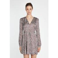 Shnoo Women's V Neck Skater Mini-Dress in Brown | Size: 8