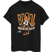 Disney Women's Boo Trick Or Treat Minnie Mouse Cotton Boyfriend T-Shirt in Black | Size: 2XL