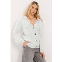 Long Tall Sally Women's Tall Tipped Detail Knit Cardigan in Light Grey | Size: 10-12
