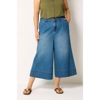 Yours Women's Cropped Deep Hem Jeans in Mid Blue | Size: 28