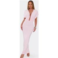 EGO Women's Short Sleeve Tie Back Maxi Dress in Light Pink | Size: 14