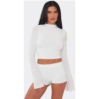 EGO Women's Long Sleeve High Neck Slinky Top in White | Size: 10
