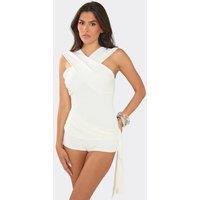 EGO Women's Sleeveless Halter Neck Drape Playsuit in Lemon | Size: 10