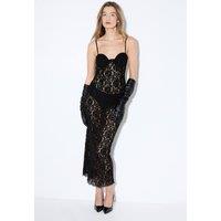 MissPap Women's Premium Bustier Corded Lace Midi Dress in Black | Size: 14