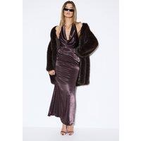 MissPap Women's Premium Plunge Cowl Open Back Satin Maxi Bridesmaid Dress in Plum | Size: 14