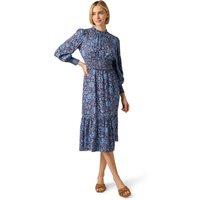 Adrianna Papell Women's Print Smocked Midi Dress in Brown | Size: 16