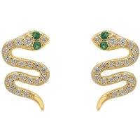 Latelita Women's Slither Snake Stud Earrings Cz Gold in White