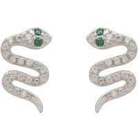 Latelita Women's Slither Snake Stud Earrings Cz Silver in White