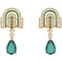 Latelita Women's Savoy Art Deco Drop Earrings Emerald Gold in Green