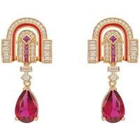 Latelita Women's Savoy Art Deco Drop Earrings Ruby Gold in Red