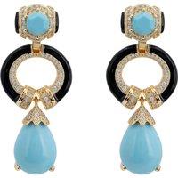 Latelita Women's Clara Bow Turquoise & Enamel Drop Earrings Gold in Blue