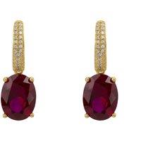 Latelita Women's Alexandra Oval Drop Earrings Gold Ruby in Red