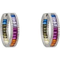 Latelita Women's Judy Rainbow Baguette Hoop Earrings Silver