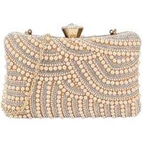 D2C Women's Pearl Embellished Clutch Bag in Rose Gold